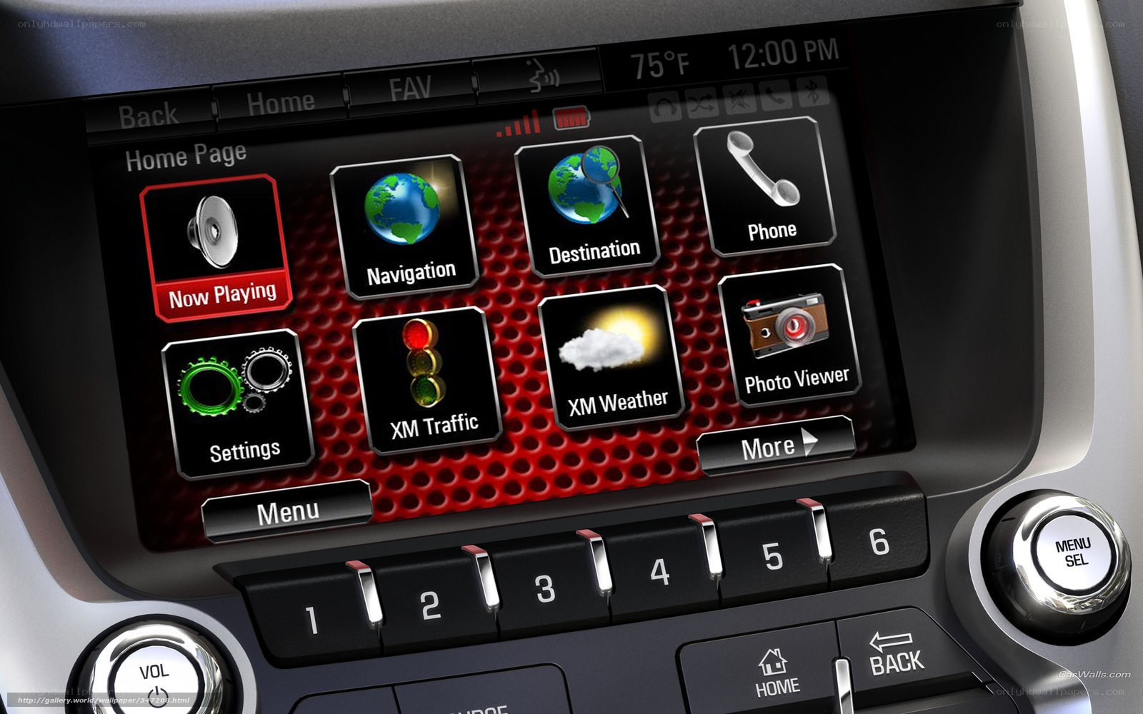 Car infotainment home screen