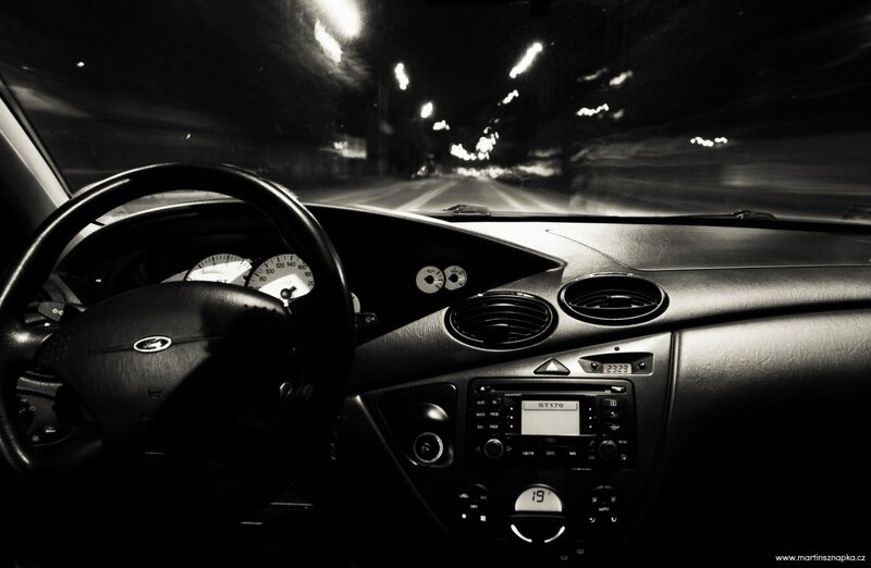 Car Interior at Night — Black