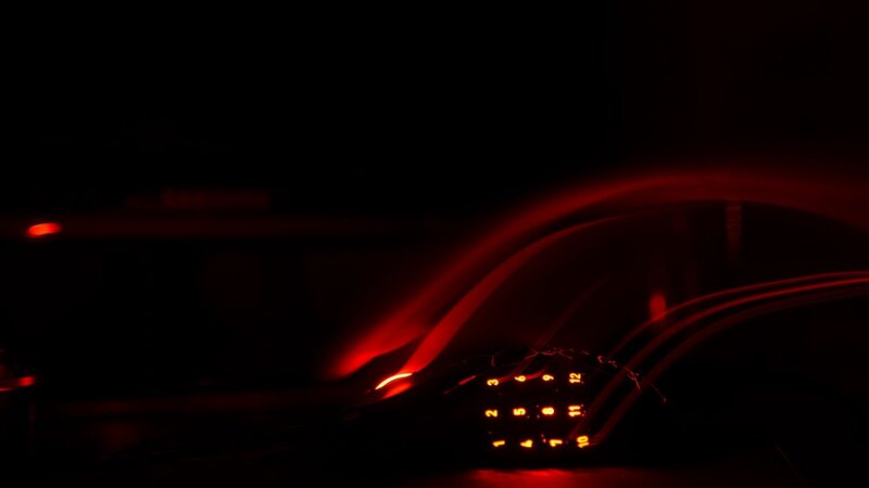Car Interior at Night — Red, Dark, Photograph