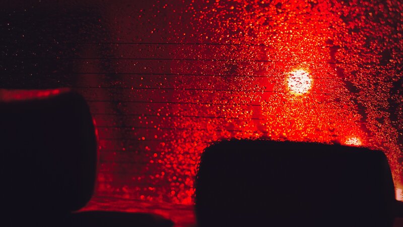 Car Interior at Night — Red, Dark
