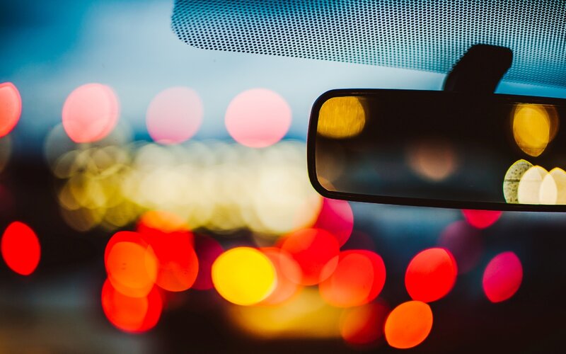 Car Interior at Night — Red