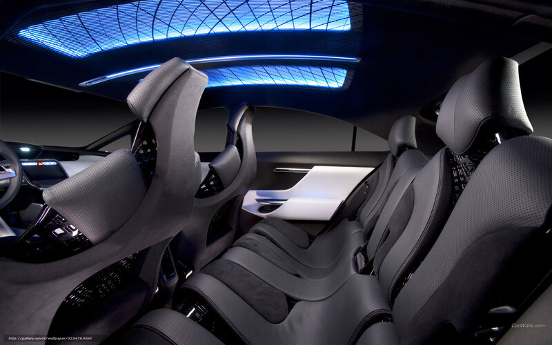Car Interior — Black, Futuristic, 3d Render, Seats, Ceiling Light
