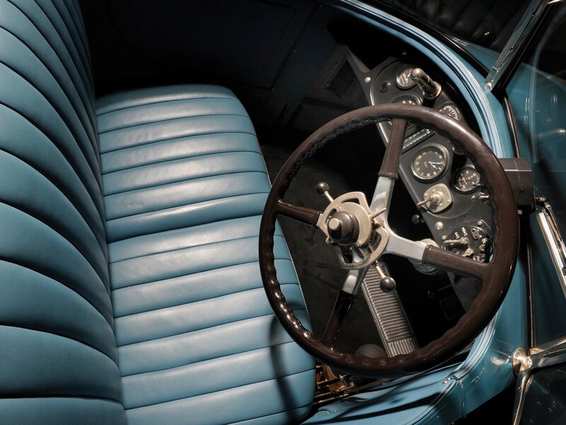 Car Interior — Blue, Classic, Photograph, Steering Wheel