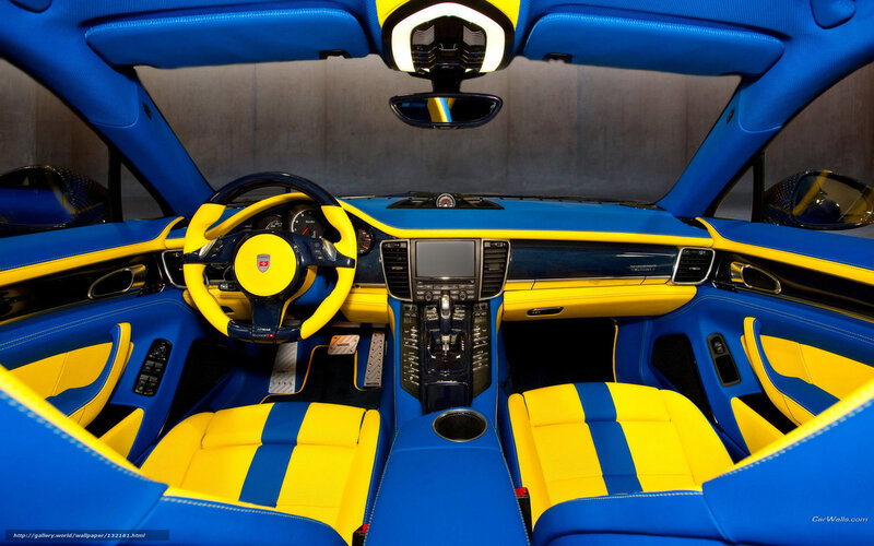 Car Interior — Blue, Modern, Photograph, Steering Wheel, Dashboard