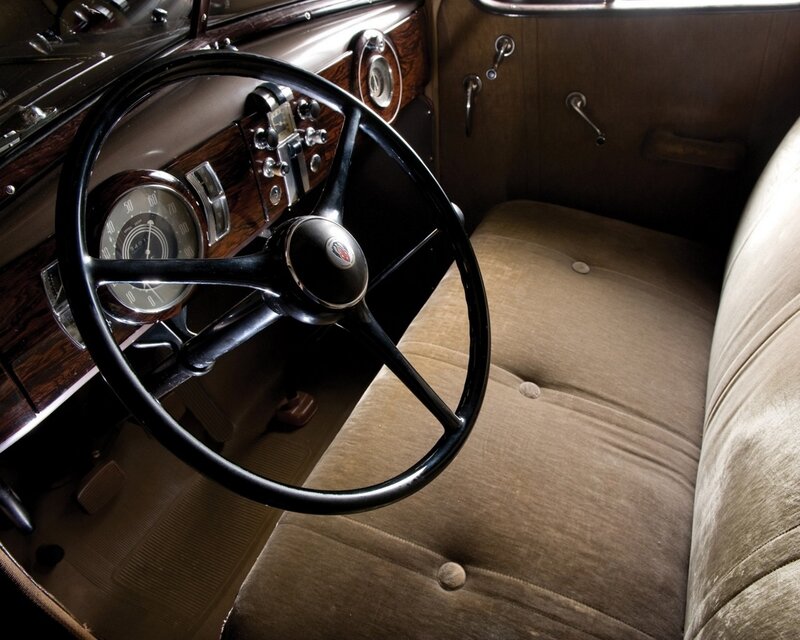 Car Interior — Brown, Classic, Photograph, Steering Wheel