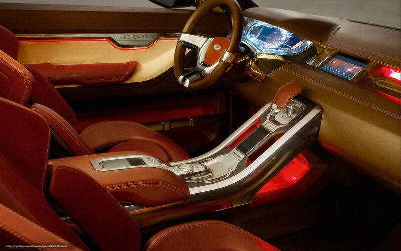 Car Interior — Brown, Luxurious, Photograph, Steering Wheel, Center Console, Dashboard