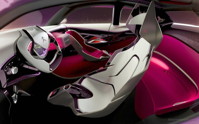 Car Interior Concept — White, Futuristic, 3d Render, Steering Wheel