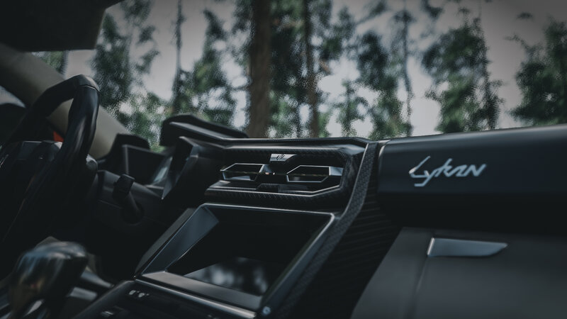 Car Interior Dashboard — Black, Dark, Photograph, Steering Wheel, Trees