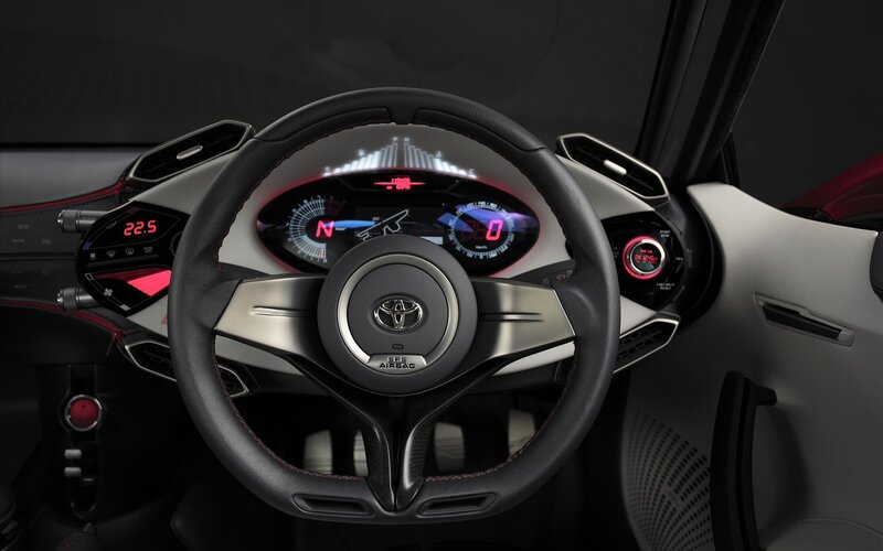 Car Interior Dashboard — Black, Modern, Photograph, Steering Wheel, Digital Display, Air Vents