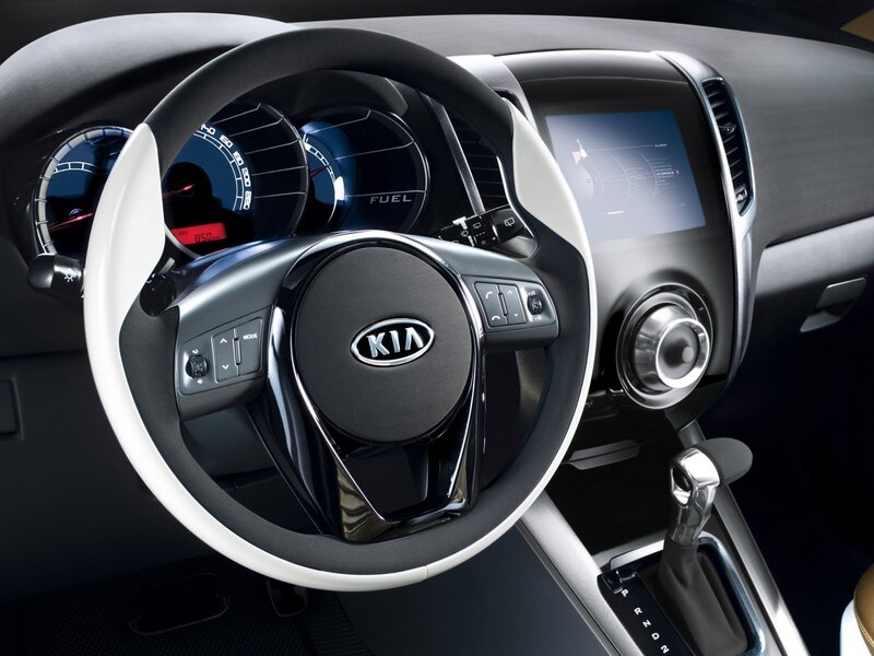 Car Interior Dashboard — Black, Modern, Photograph, Steering Wheel, Instrument Cluster, Infotainment Screen, White