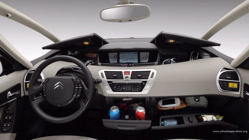 Car Interior Dashboard — Black, Neutral, Photograph, Steering Wheel, Infotainment Screen, Storage Compartment