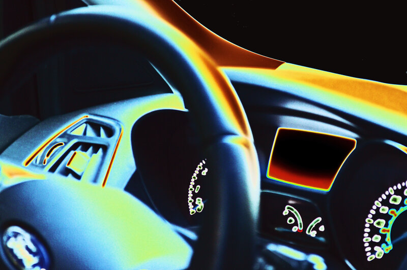 Car Interior Dashboard — Blue, Dramatic
