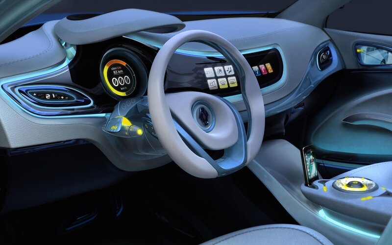 Car Interior Dashboard — Blue