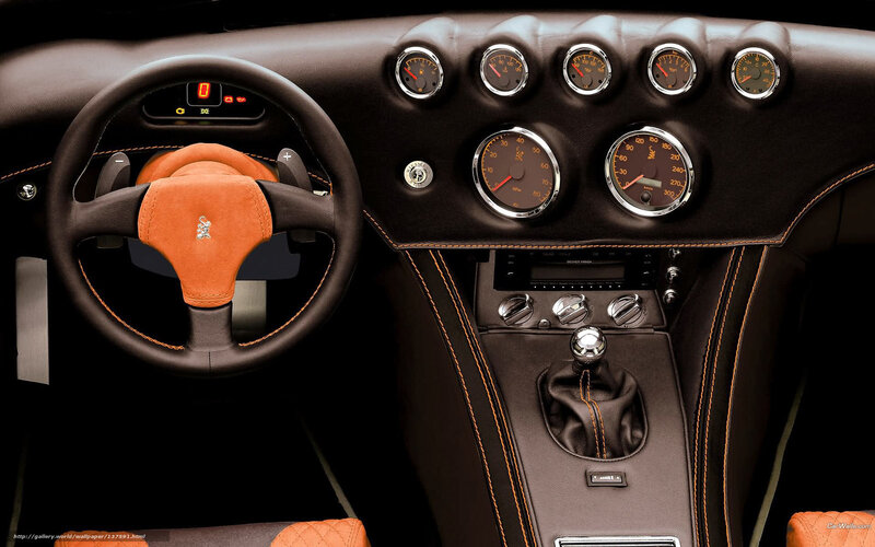 Car Interior Dashboard — Brown, Luxurious, Photograph, Steering Wheel