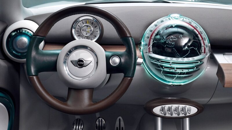 Car Interior Dashboard — Gray, Futuristic, 3d Render, Steering Wheel