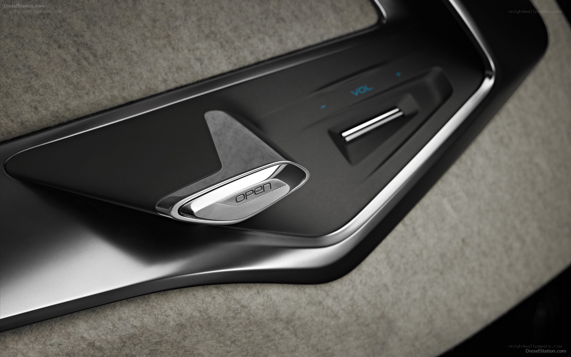 Car interior door handle detail