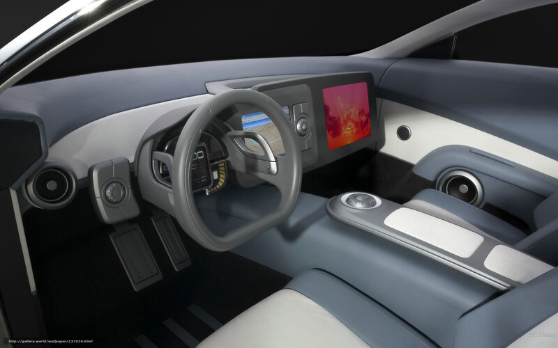 Car Interior — Gray, Modern, 3d Render, Steering Wheel