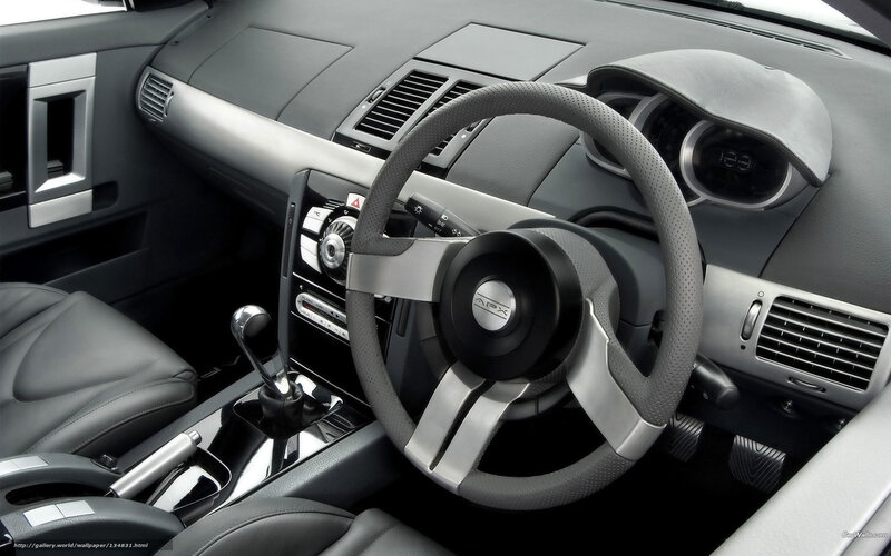 Car Interior — Gray, Neutral, Photograph, Steering Wheel, Gear Shift