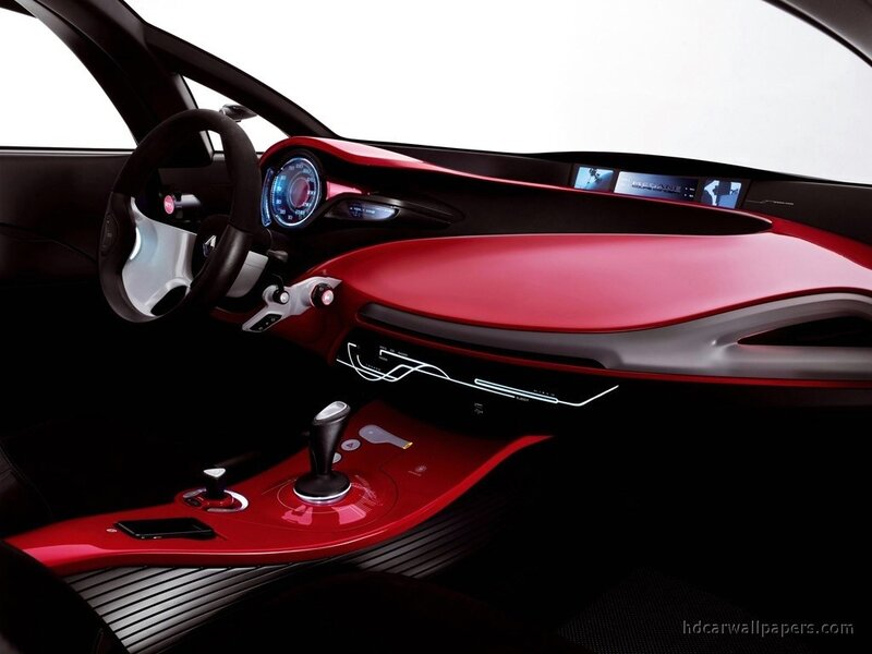 Car Interior — Red, Futuristic, 3d Render, Steering Wheel, Dashboard