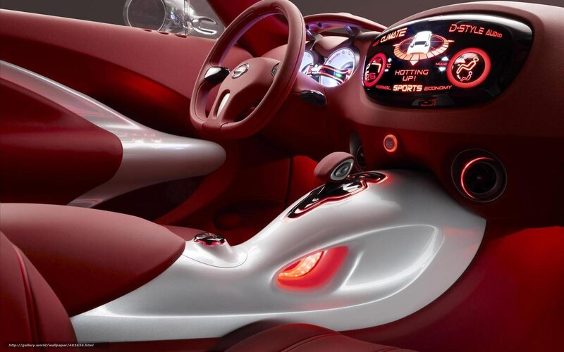 Car Interior — Red, Futuristic, 3d Render, Steering Wheel