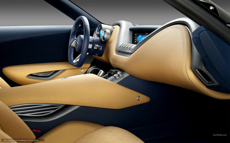 Car Interior — Tan, Modern, Photograph, Steering Wheel