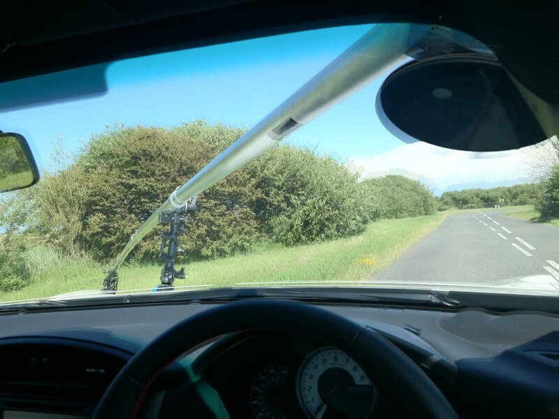 car interior view of country road