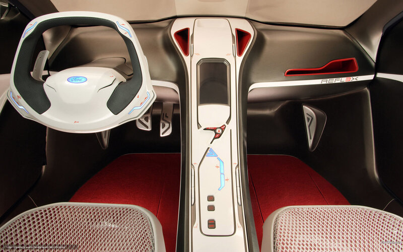 Car Interior — White, Futuristic, 3d Render, Steering Wheel, Center Console