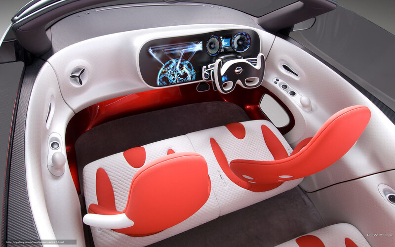 Car Interior — White, Futuristic, 3d Render, Steering Wheel, Dashboard, Seats