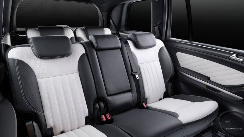 car interior with black and white seats