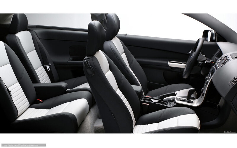 car interior with black and white seats
