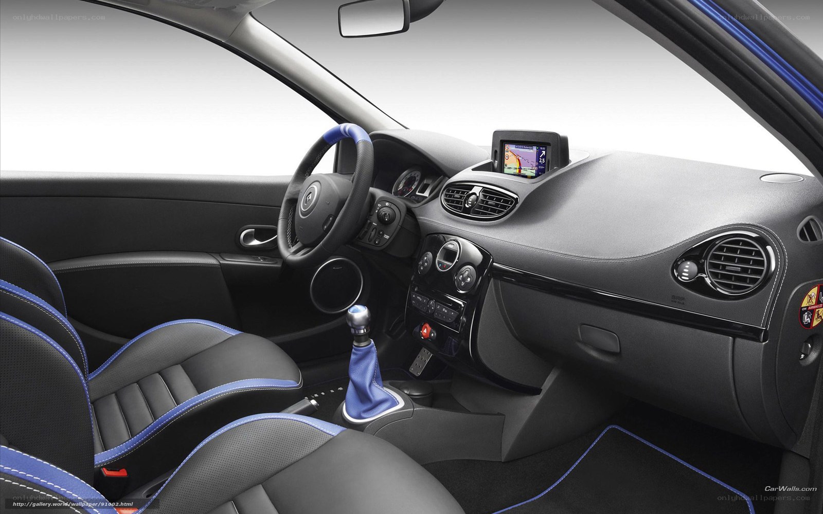 car interior with blue accents