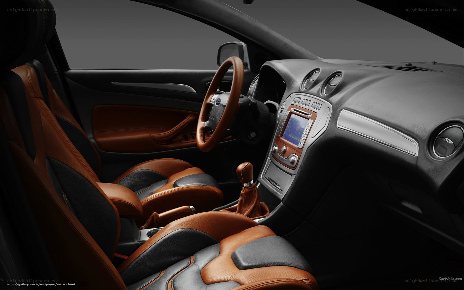 car interior with brown and black seats