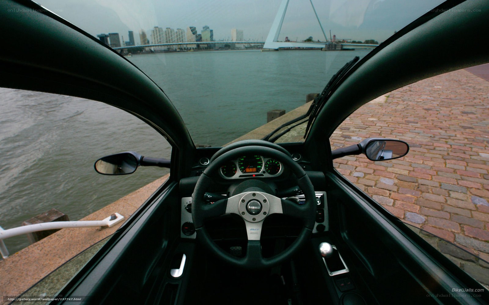 car interior with city view