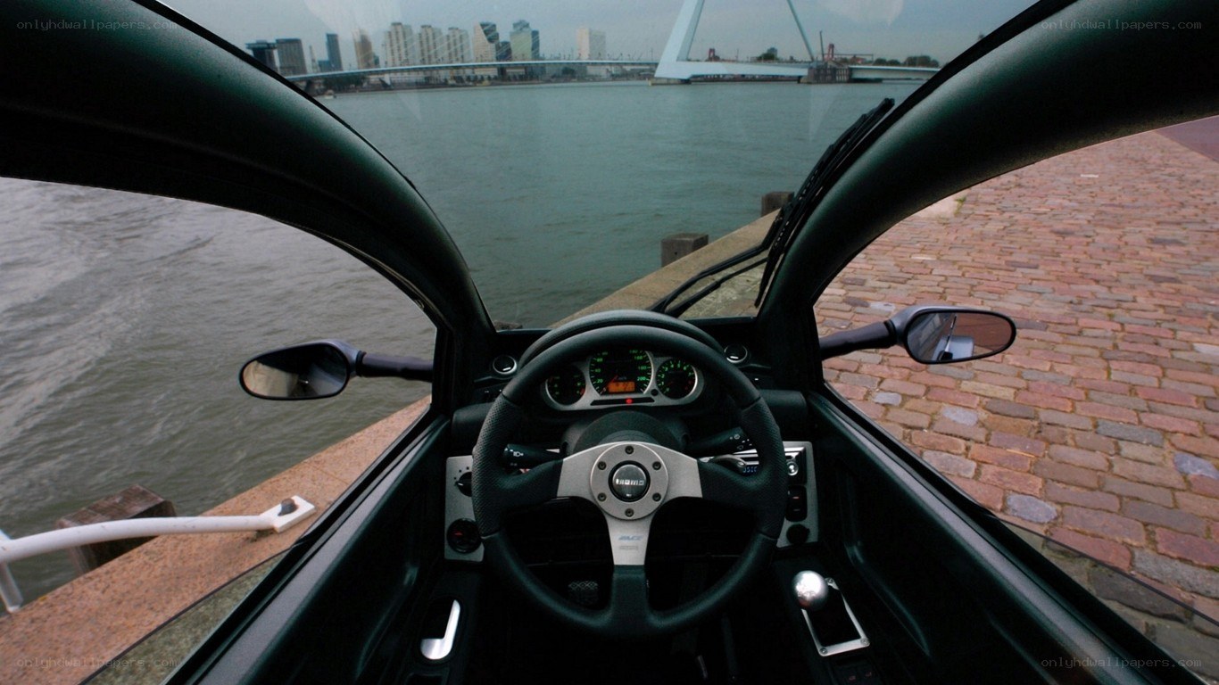 car interior with city view
