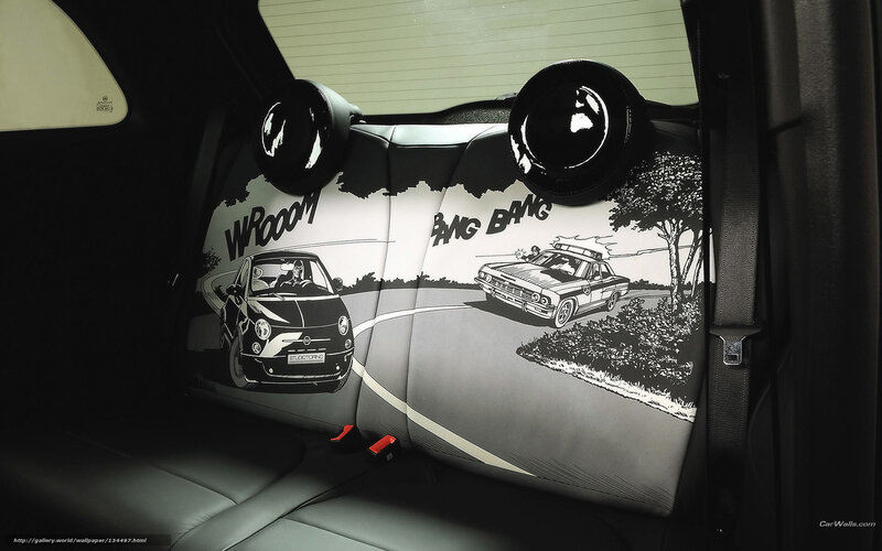 car interior with comic book seats