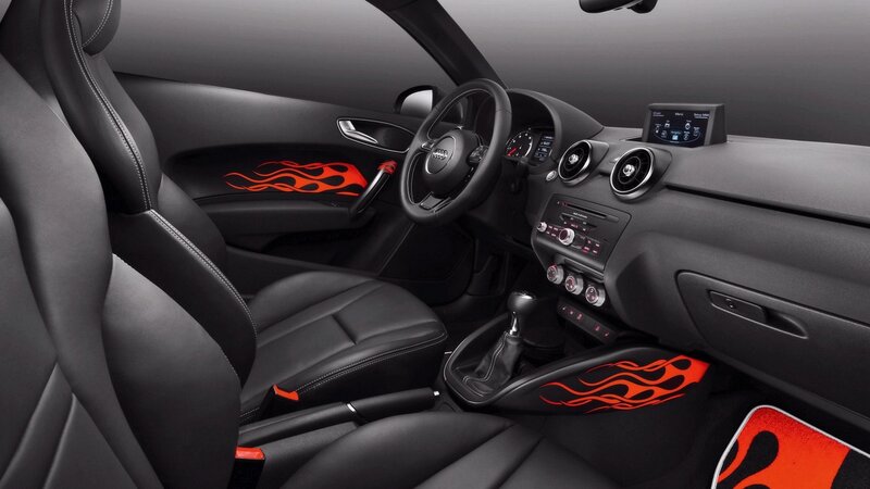 Car Interior with Flame Decals