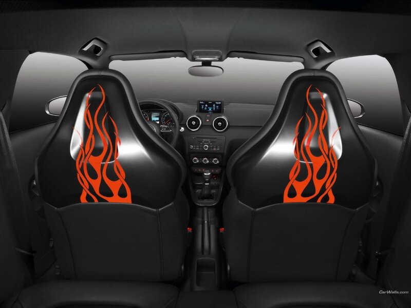 car interior with flame seats