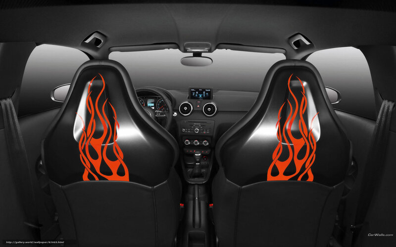 car interior with flame seats