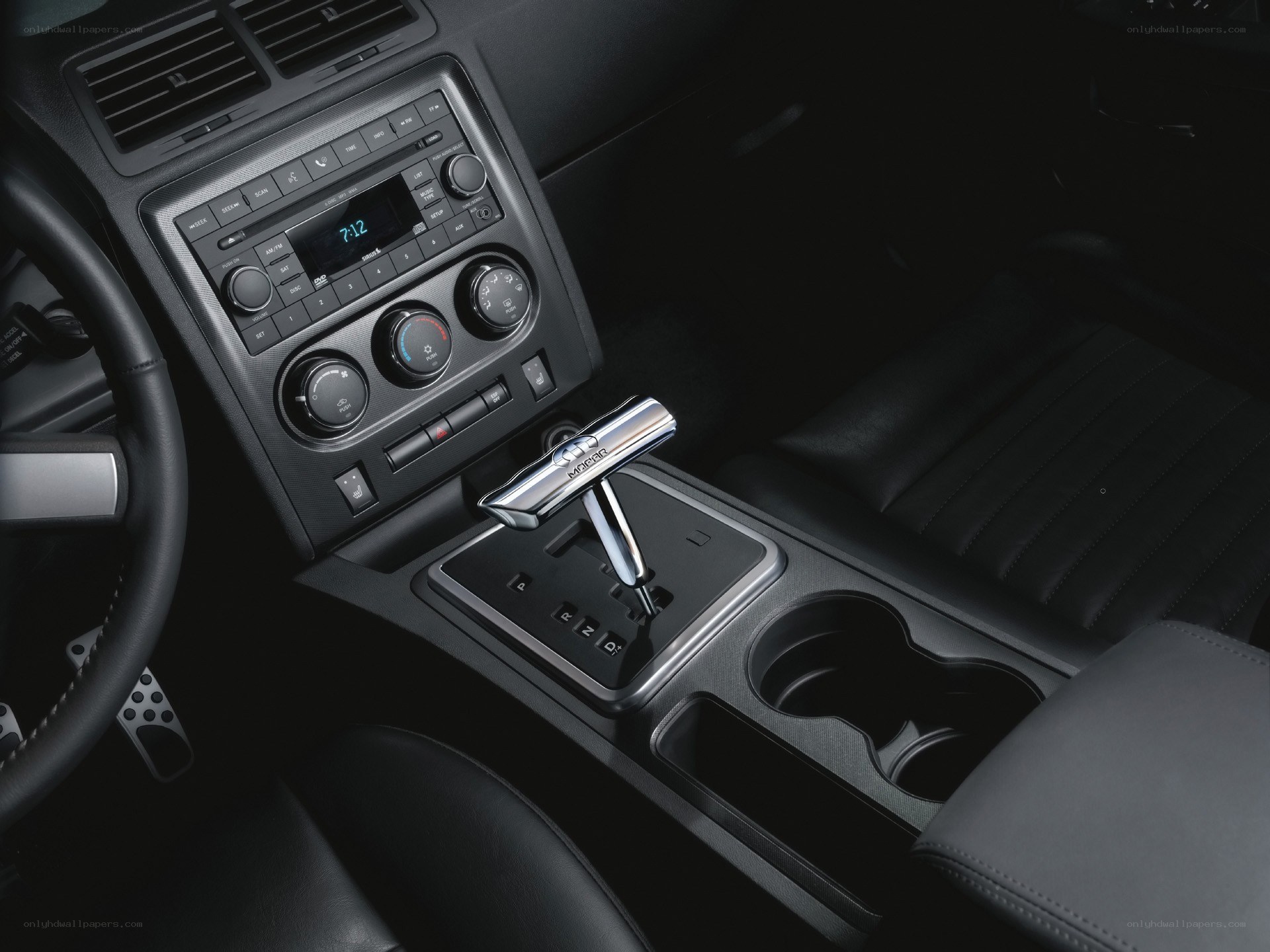 car interior with gear shifter