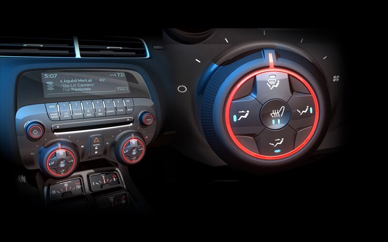 Car interior with illuminated controls