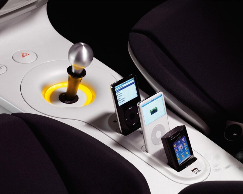 Car interior with iPods