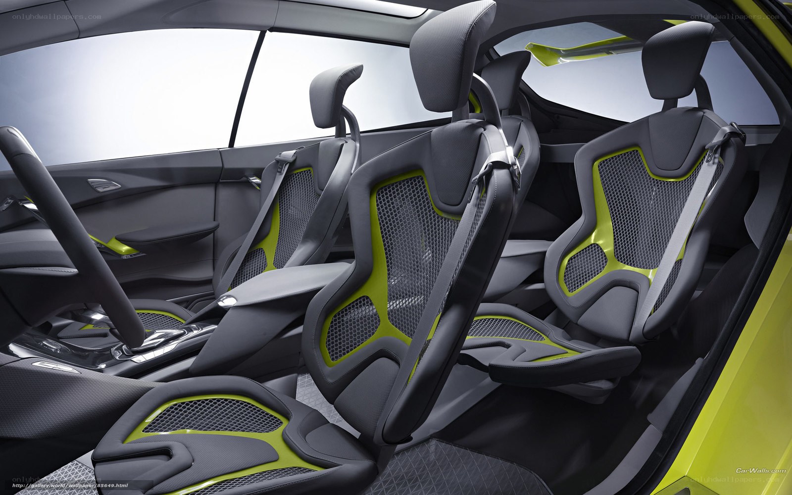 car interior with lime accents