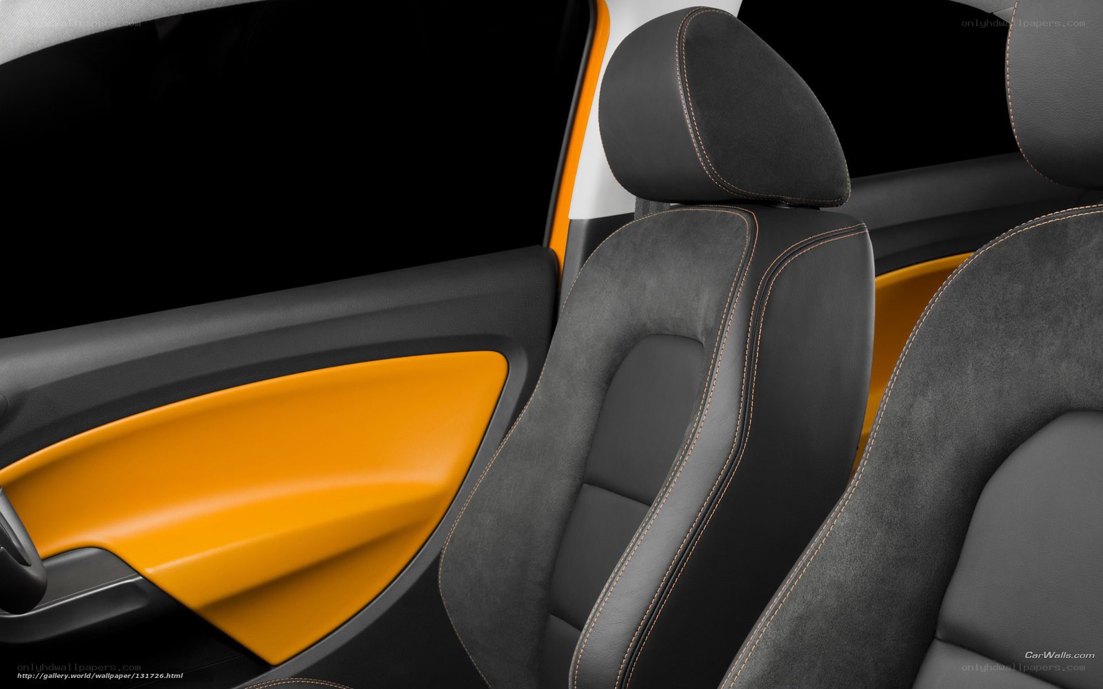 car interior with orange accents