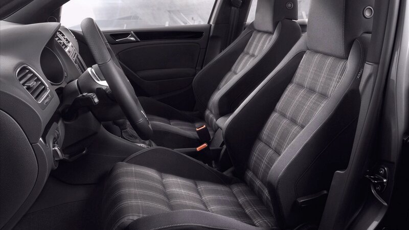 car interior with patterned seats