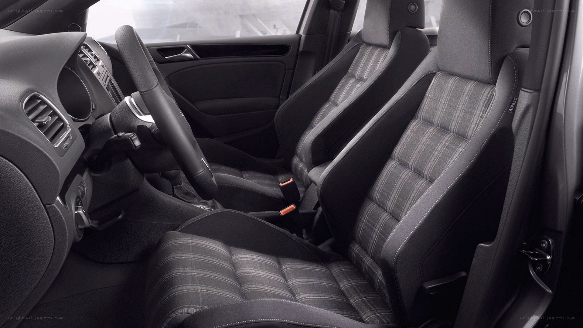 car interior with patterned seats