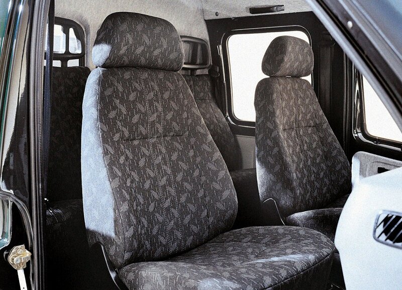 car interior with patterned seats