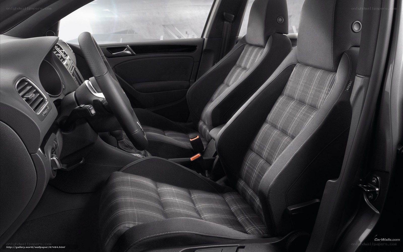 car interior with patterned seats