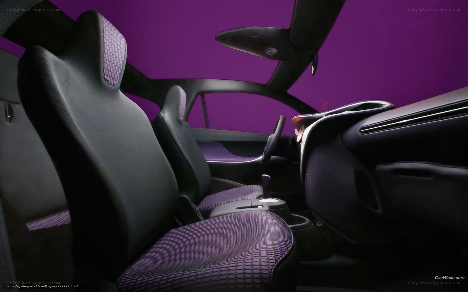 car interior with purple accents