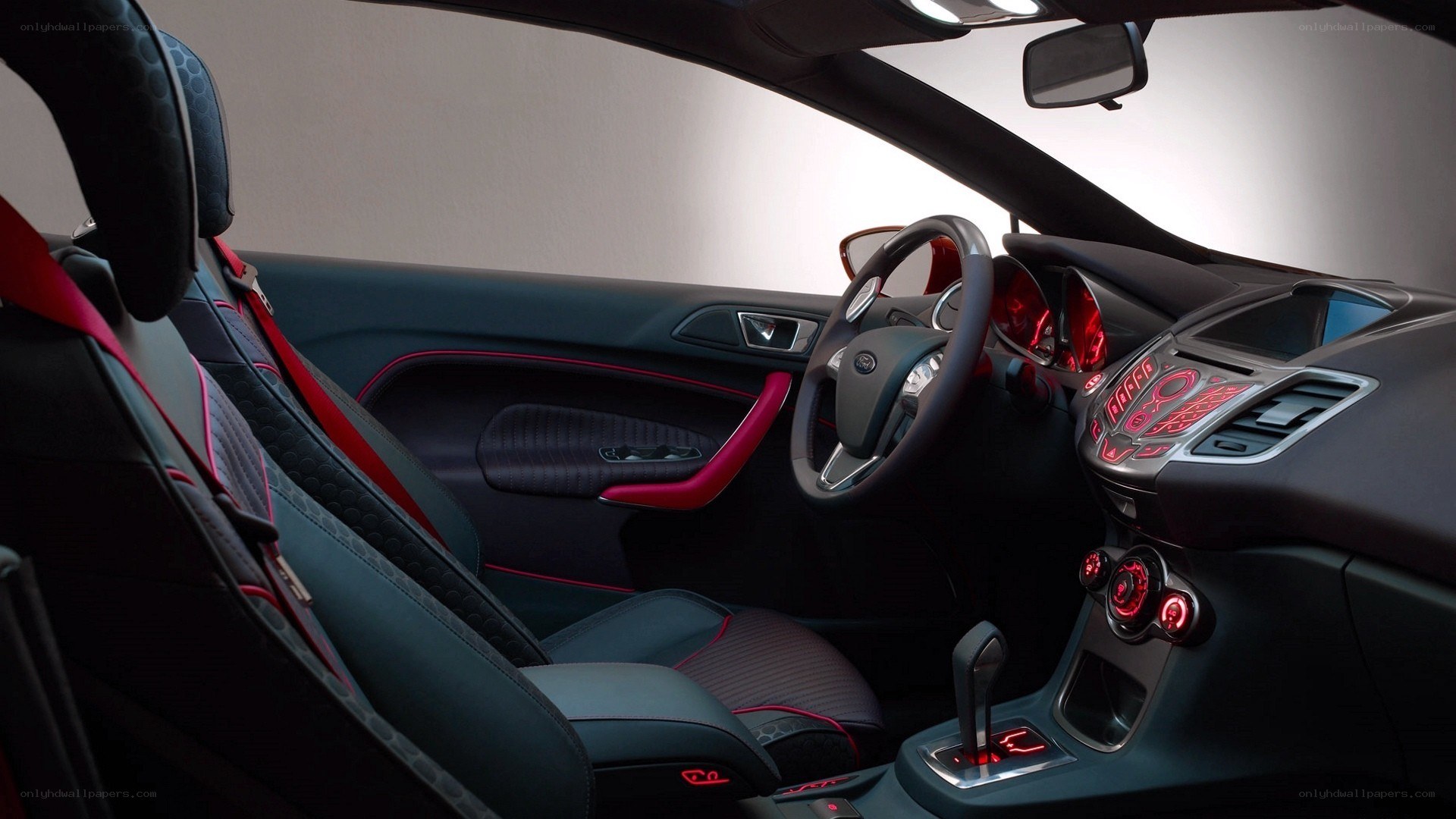 car interior with red accents