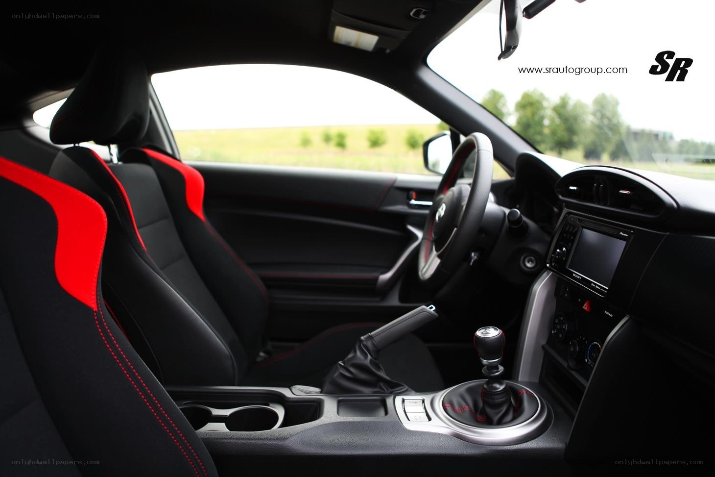 car interior with red accents